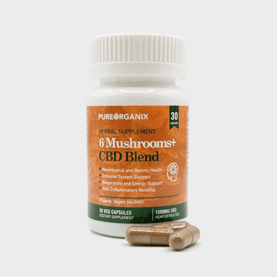 Mushrooms + CBD Blend Capsules, Chaga, Reishi, Coriolus, Cordyceps, Lion’s Mane, and Maitake