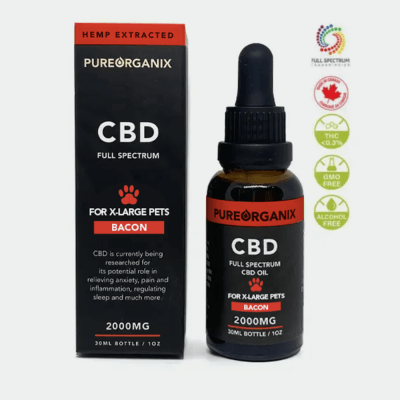 Full Spectrum Organic CBD oil for X-Large Pets 2000mg, Bacon (30ml)